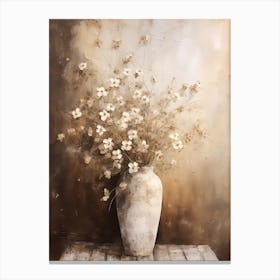 Forget Me Not, Autumn Fall Flowers Sitting In A White Vase, Farmhouse Style 4 Canvas Print