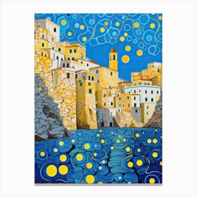 Polignano A Mare, Italy, Illustration In The Style Of Pop Art 1 Canvas Print