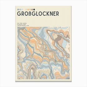 Grossglockner Austria Topographic Contour Map Canvas Print