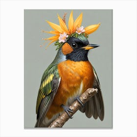 Bird With Flower Crown 8 Canvas Print