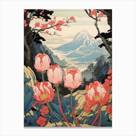 Tulips Mountain Landscape 3 Canvas Print