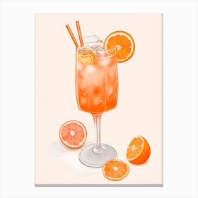 Aperol With Ice And Orange Watercolor Vertical Composition 11 Canvas Print