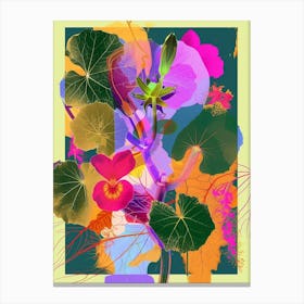 Nasturtium 4 Neon Flower Collage Canvas Print