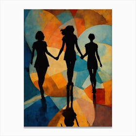 Three Women Holding Hands Canvas Print