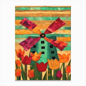 Windmill and Tulips Canvas Print