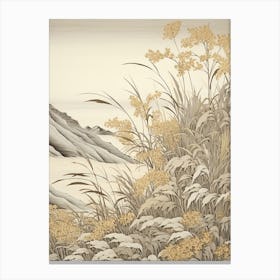 Fujibakama Japanese Silver Grass 4 Vintage Japanese Botanical Canvas Print