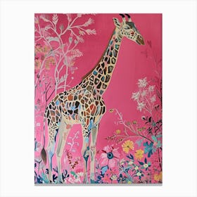 Floral Animal Painting Giraffe 1 Canvas Print