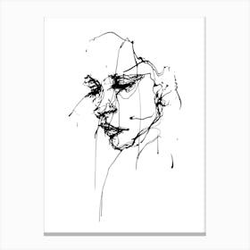 Portrait Of A Woman Minimalist Line Art Monoline Illustration 5 Canvas Print