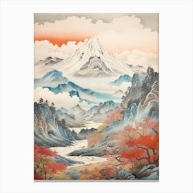 The Japanese Alps In Multiple Prefectures, Ukiyo E Drawing 1 Canvas Print