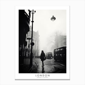 Poster Of London, Black And White Analogue Photograph 4 Canvas Print