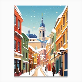 Vintage Winter Travel Illustration Helsinki Finland 1 Canvas Print