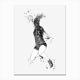 Handball Player Girl Hits The Ball 1 Canvas Print