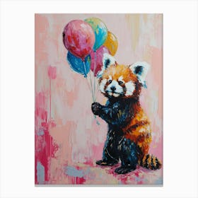 Cute Red Panda 3 With Balloon Canvas Print