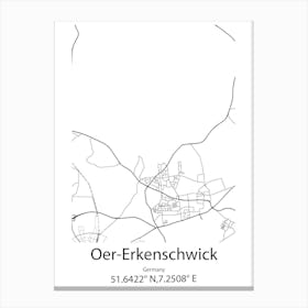 Oer Erkenschwick,Germany Minimalist Map Canvas Print