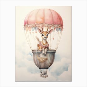 Baby Deer 1 In A Hot Air Balloon Canvas Print