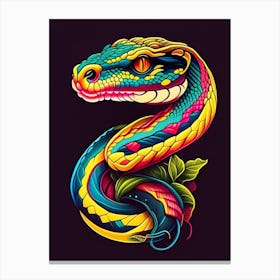 Sumatran Pit Viper Snake Tattoo Style Canvas Print