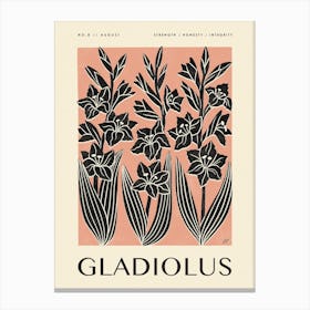 Rustic August Birth Flower Gladiolus Black Rose Pink Canvas Print