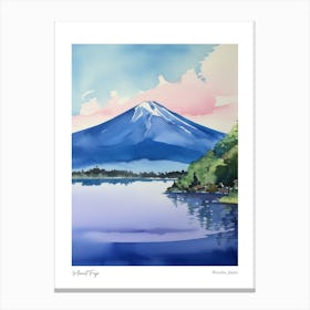 Mount Fuji, Japan 2 Watercolour Travel Poster Canvas Print