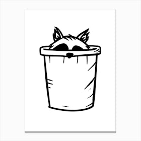 A Minimalist Line Art Piece Of A Tanezumi Raccoon 4 Canvas Print