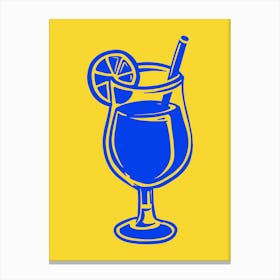 Aperol Wall Art Creative Illustration Print Blue and Yellow Canvas Print