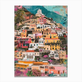 Positano   Retro Collage Style 2 Canvas Print