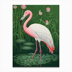 Ohara Koson Inspired Bird Painting Greater Flamingo 2 Canvas Print