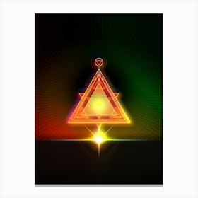 Neon Geometric Glyph in Watermelon Green and Red on Black n.0081 Canvas Print