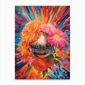Disco Ball And Peonies Still Life 4 Canvas Print