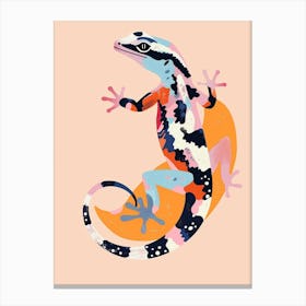 Blue African Fat Tailed Gecko Abstract Modern Illustration 4 Canvas Print
