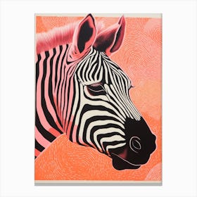 Zebra Pink & Orange Portrait Canvas Print