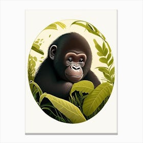 Baby Gorilla Playing, Gorillas Cute Kawaii Canvas Print