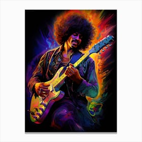 Jimi Hendrix Neon Lights 8 Canvas Print