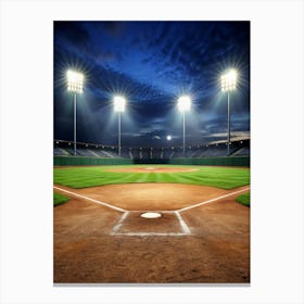 Baseball Field At Night 3 Canvas Print