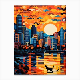 Vancouver, Canada Skyline With A Cat 2 Canvas Print