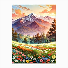 Landscape With Flowers 2 Canvas Print