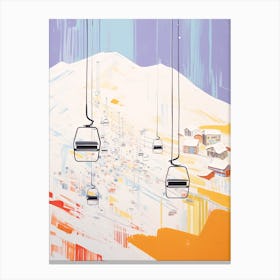 Val D Isere   France, Ski Resort Pastel Colours Illustration 0 Canvas Print