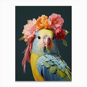 Bird With A Flower Crown Budgerigar 1 Canvas Print