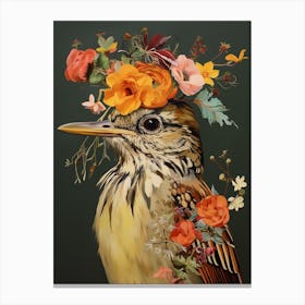 Bird With A Flower Crown Hermit Thrush 3 Canvas Print