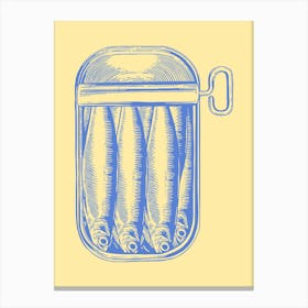 Sardines In A Jar Wall Art Yellow Background Canvas Print