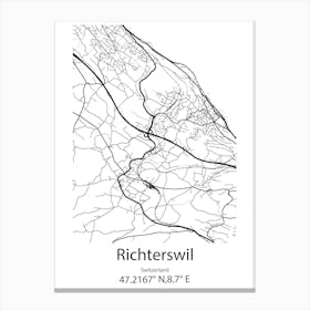 Richterswil,Switzerland Minimalist Map Canvas Print