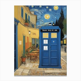 Tardis On The Terrace At Arles - Van Gogh inspired Art Print 5 Canvas Print