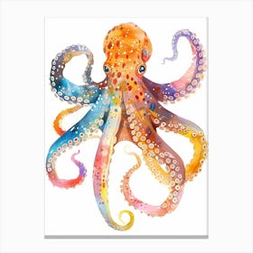Octopus Colourful Watercolour 2 Canvas Print