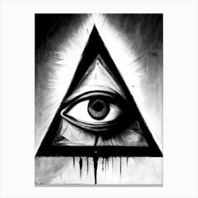 Eye Of Providence, Symbol, Third Eye Black & White Canvas Print
