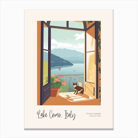 Lake Como Cat On A Window 4 Italian Summer Collection Canvas Print