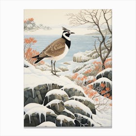 Winter Bird Painting Lapwing 3 Canvas Print