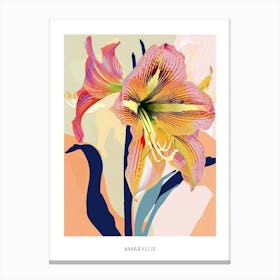 Colourful Flower Illustration Poster Amaryllis 8 Canvas Print