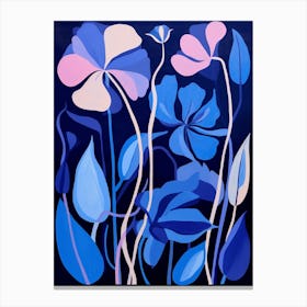 Blue Flower Illustration Sweet Pea 3 Canvas Print