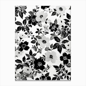 Great Japan Hokusai Black And White Flowers 20 Canvas Print