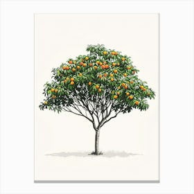 Peach Tree Pixel Illustration 1 Canvas Print