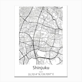 Shinjuku,Japan Minimalist Map Toile